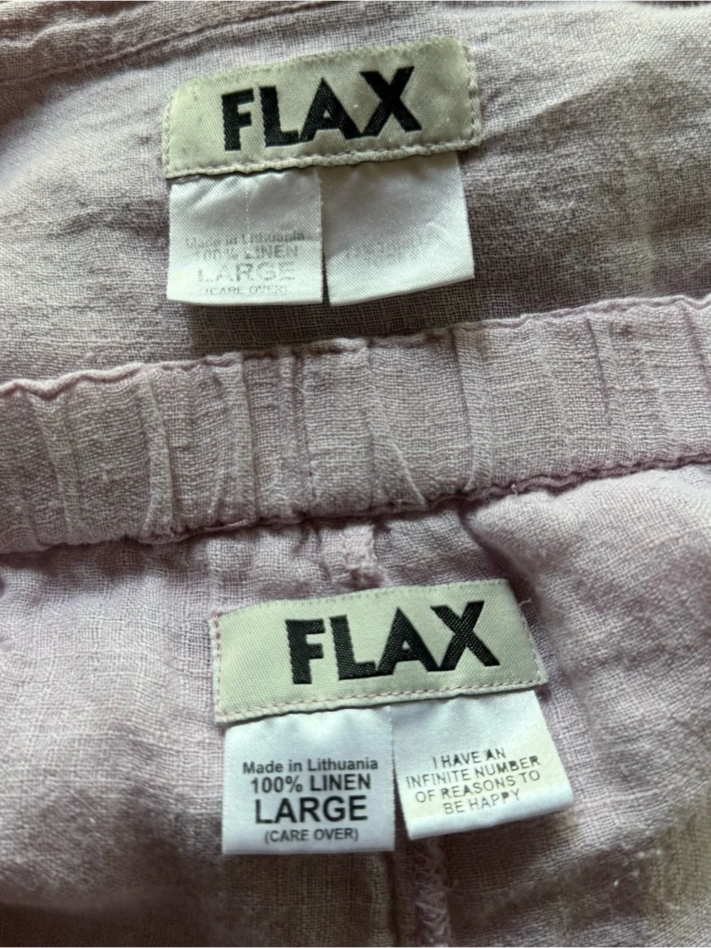 Vintage 90s Flax 100% Linen Lavender Shirt and Pants Set Womens L
